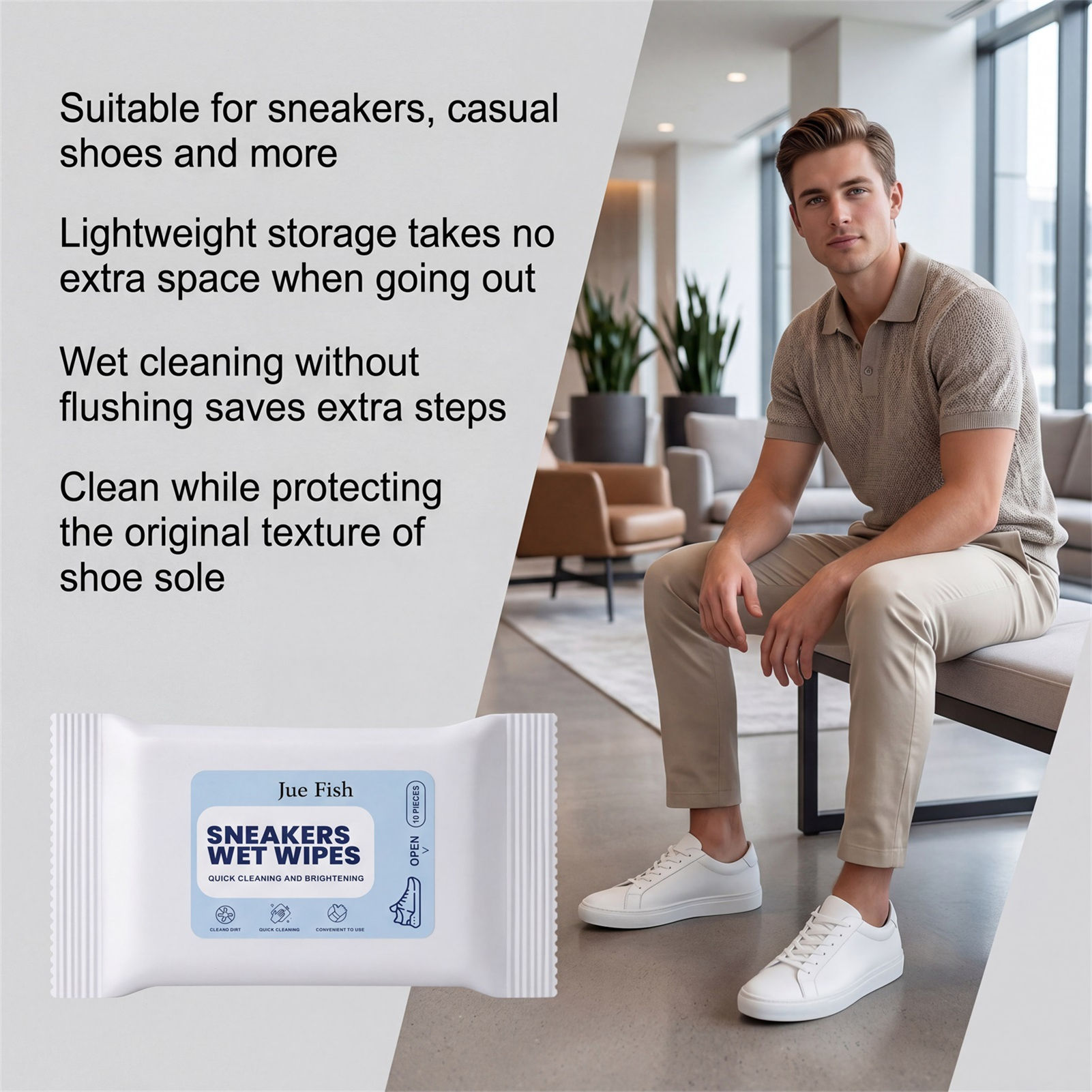 Sneaker Care Wipes - Lenços de Limpeza para Calçados Portáteis